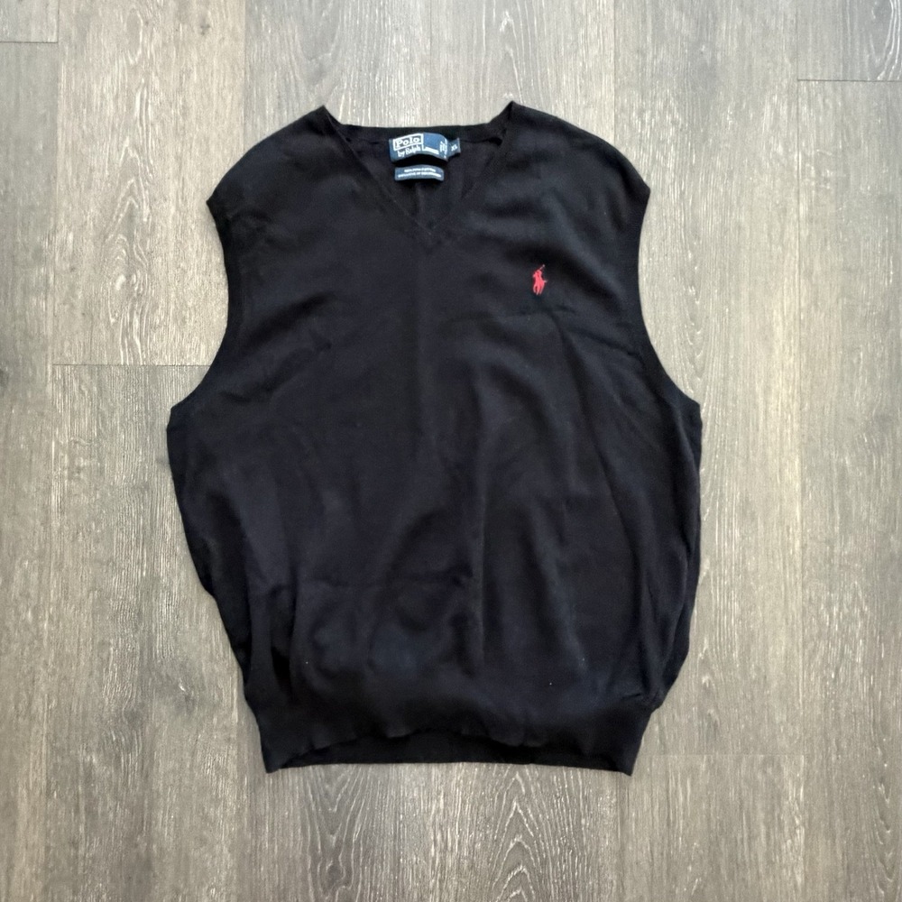 Vintage Polo Ralph Lauren Knit Sweater Vest Mens XL 100% Pima Cotton V Neck